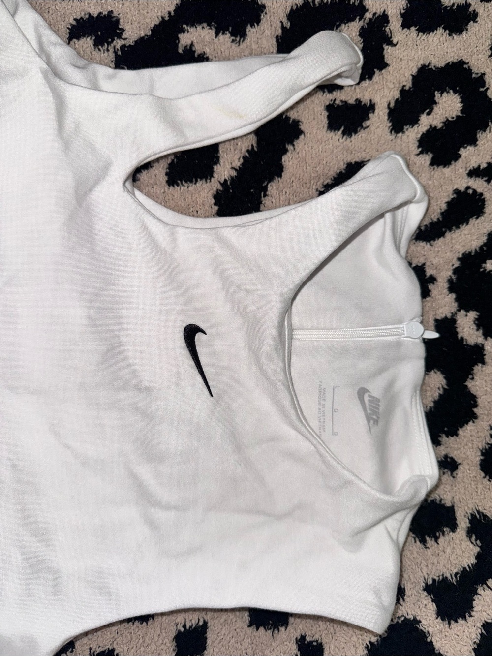 Nike White Athletic Tank Top with Black Swoosh
